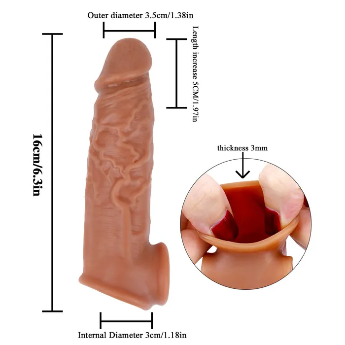 MD MD M3 Realistic Silicone Penis Sleeve Cock Extender Add 157 inch Male Sex Toys