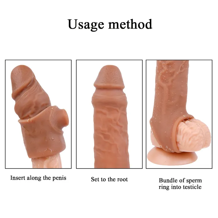 MD MD M3 Realistic Silicone Penis Sleeve Cock Extender Add 157 inch Male Sex Toys