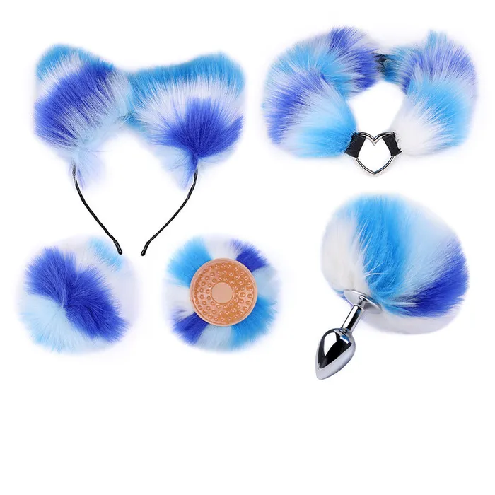 RY Cosplay Furry Rabbit Tail Anal PlugHeadbandNipple ClampCollar Bondage Kit BlueWhite RY Anal RY Cosplay Furry Rabbit Tail Anal PlugHeadbandNipple ClampCollar Bondage Kit BlueWhite RY Anal