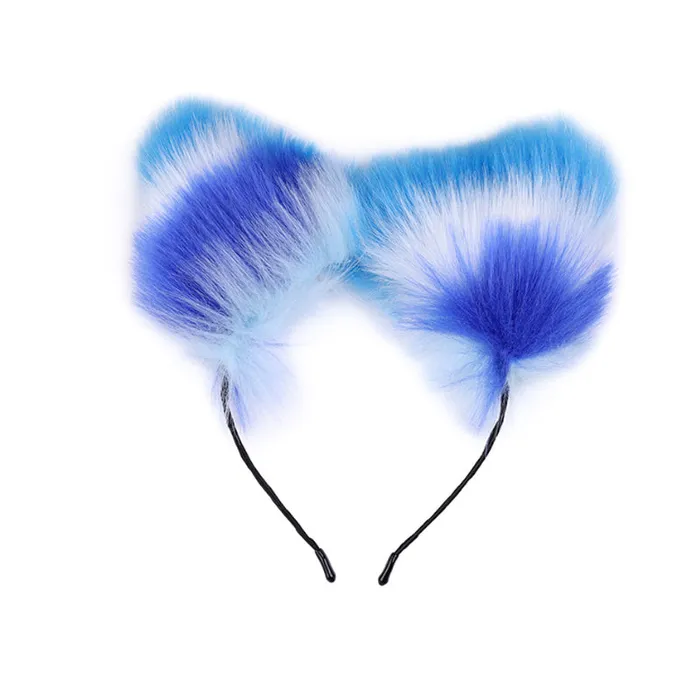 RY Cosplay Furry Rabbit Tail Anal PlugHeadbandNipple ClampCollar Bondage Kit BlueWhite RY Anal
