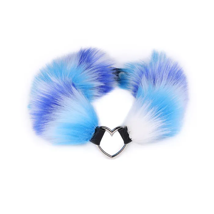 RY Cosplay Furry Rabbit Tail Anal PlugHeadbandNipple ClampCollar Bondage Kit BlueWhite RY Anal