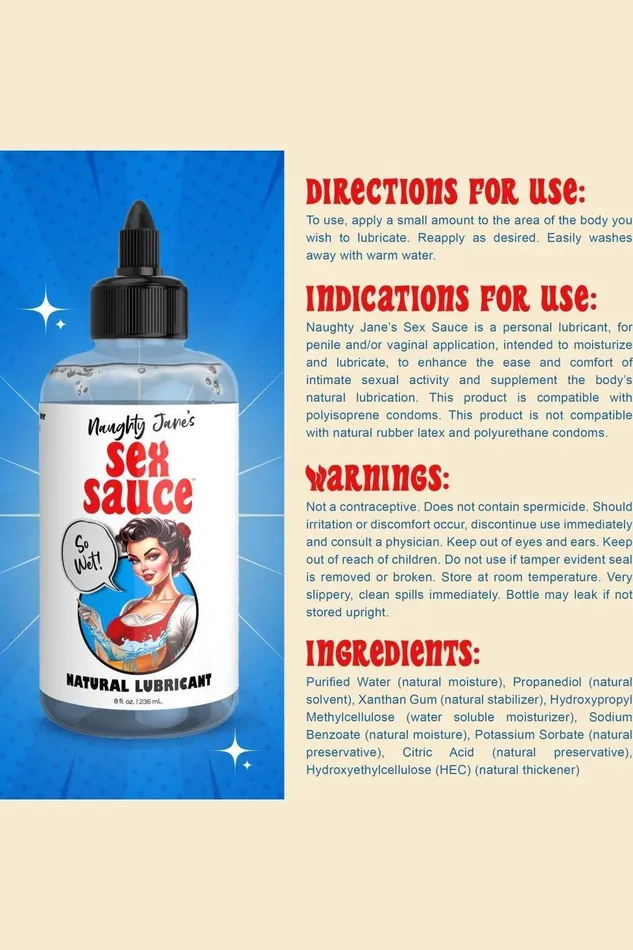 Sex On the Go Sexual Health Wellbeing Naughty Janes Sex Sauce Natural Lubricant 8oz