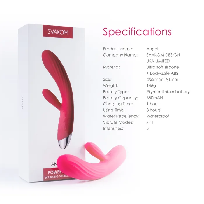 Svakom Female Sex Toys SVAKOM Angel Flexible Intelligent Warming Rabbit Vibrator Rose