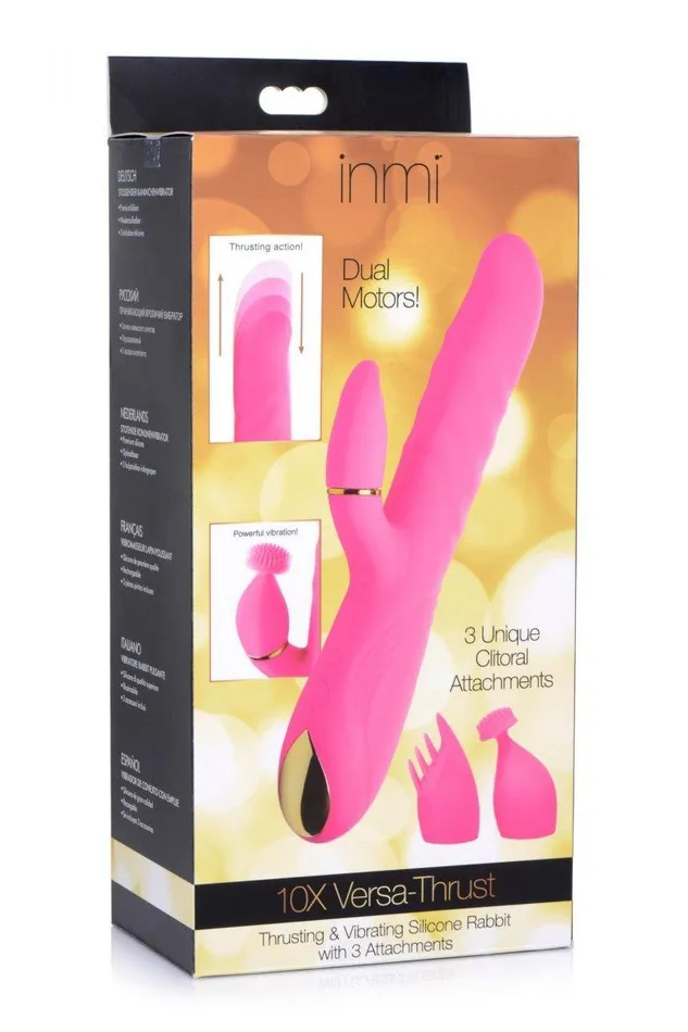 Vibrators Sex On the Go 10X VersaThrust Vibrating and Thrusting Silicone Rabbit with 3 Attachments Vibrators Sex On the Go 10X VersaThrust Vibrating and Thrusting Silicone Rabbit with 3 Attachments