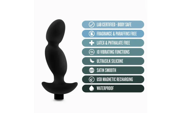 Anal Anal Adventures Anal Adventures Vibrating Silicone Prostate Massager 165cm Black