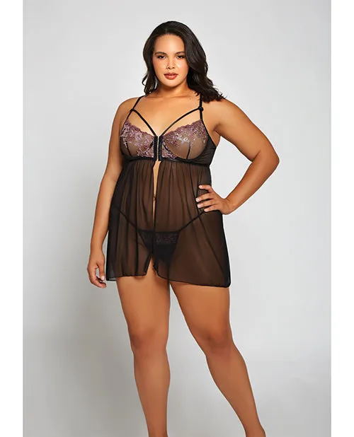 Anal Icollection Lingerie Jacquard Lace Fine Mesh Babydoll Gstring Fuchsiablack Anal Icollection Lingerie Jacquard Lace Fine Mesh Babydoll Gstring Fuchsiablack
