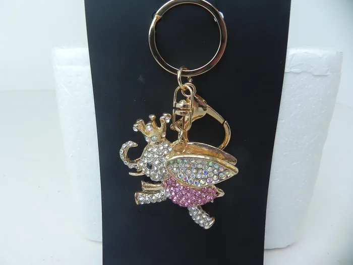Anal Pink Elephant Rhinestone Bling Purse Charm Keychain Up4Drea