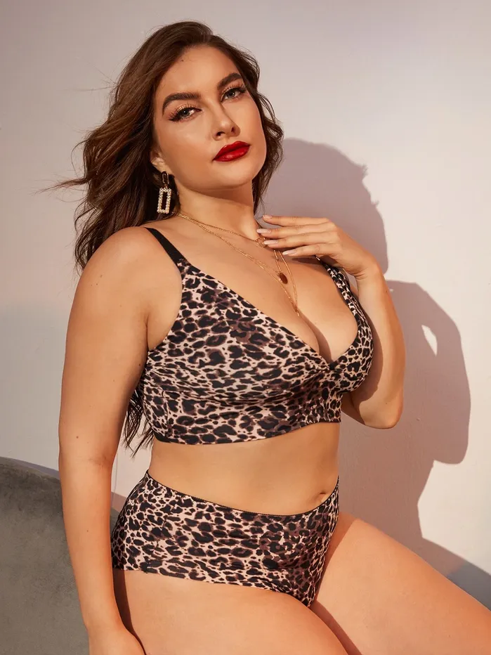 Anal SHEIN Plus Leopard Lingerie Set