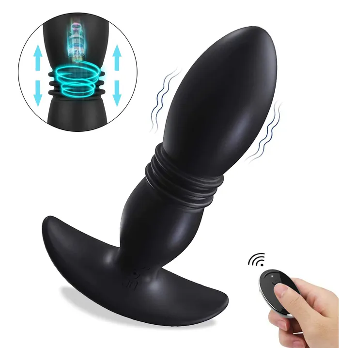 Anal USB Rechargeable Remote Vibrating and Thrusting Anal Plug Onion Toy