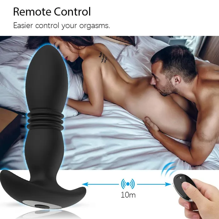 Anal USB Rechargeable Remote Vibrating and Thrusting Anal Plug Onion Toy