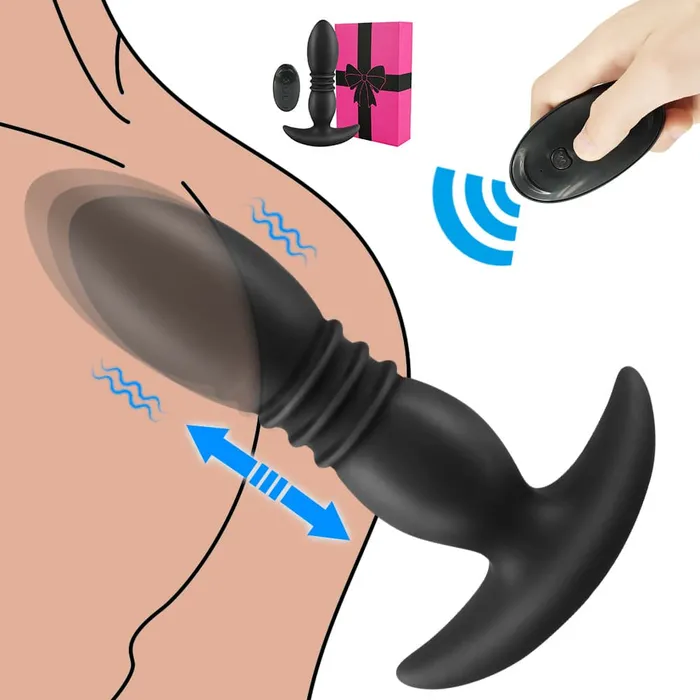 Anal USB Rechargeable Remote Vibrating and Thrusting Anal Plug Onion Toy