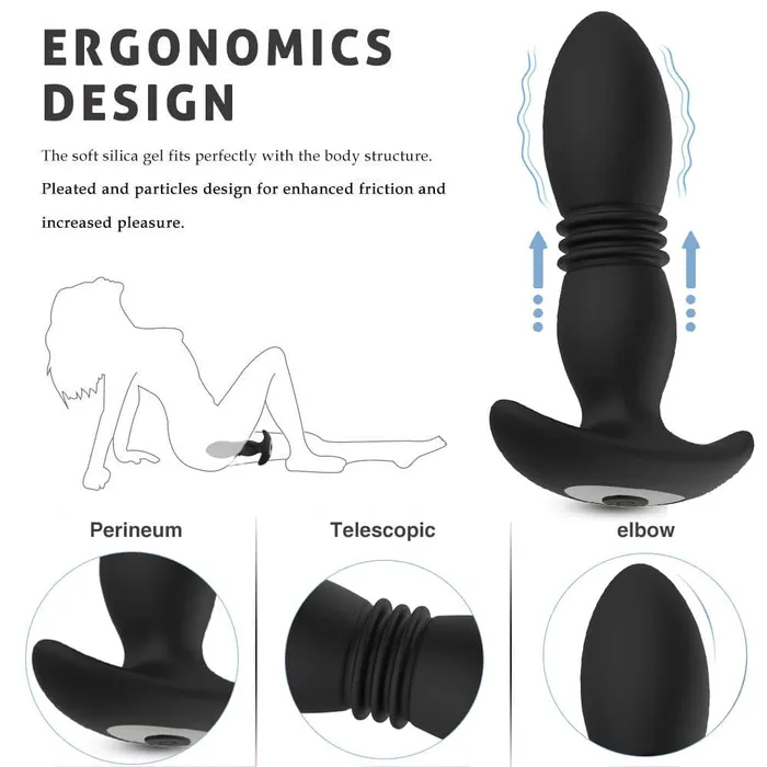 Anal USB Rechargeable Remote Vibrating and Thrusting Anal Plug Onion Toy