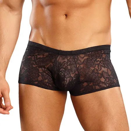 comme Anal Male Power Stretch Lace Mini Short Black Lrg