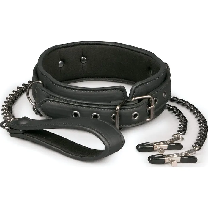 Couples Easy Toys faux leather Collar With Nipple Chains Fetish Collection