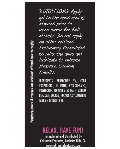 Dare Anal Desensitizing Cream 5 Oz Tube Boxed California Fantasies Anal