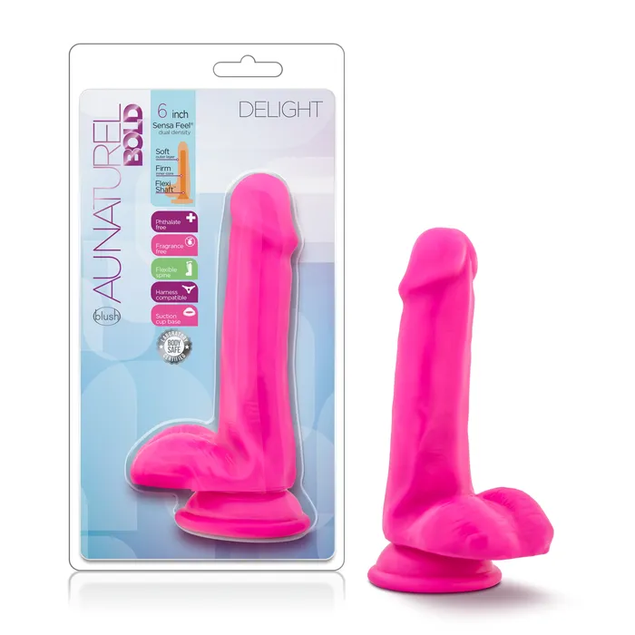 Dildos Au Naturel Bold Delight 6in15cm Dildo PinkPurple Au Naturel