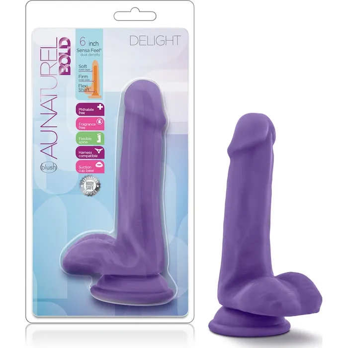 Dildos Au Naturel Bold Delight 6in15cm Dildo PinkPurple Au Naturel