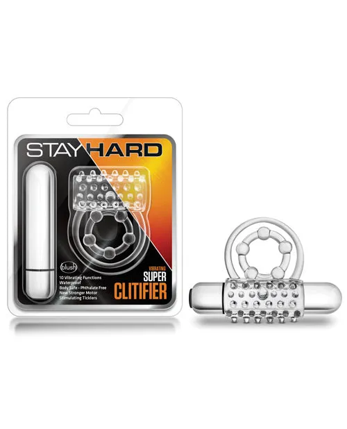 Dildos Blush Novelties Blush Stay Hard Super Clitifier Cock Ring Clear
