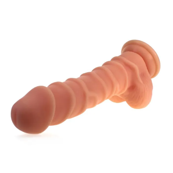 Dildos XMEN Realistic Dildo Ridged Shaft w Balls Flesh