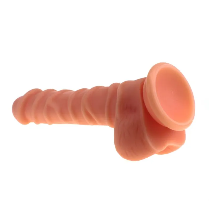 Dildos XMEN Realistic Dildo Ridged Shaft w Balls Flesh