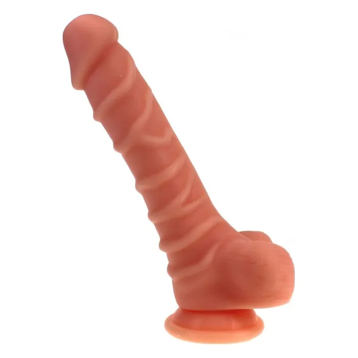 Dildos XMEN Realistic Dildo Ridged Shaft w Balls Flesh