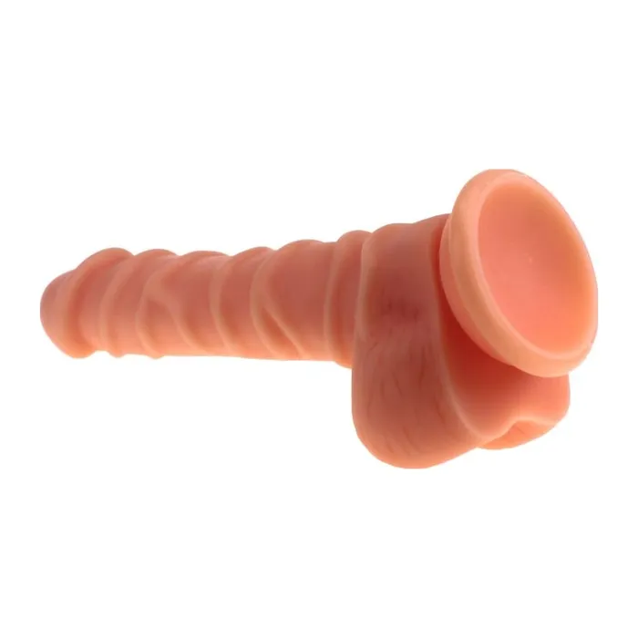 Dildos XMEN Realistic Dildo Ridged Shaft w Balls Flesh