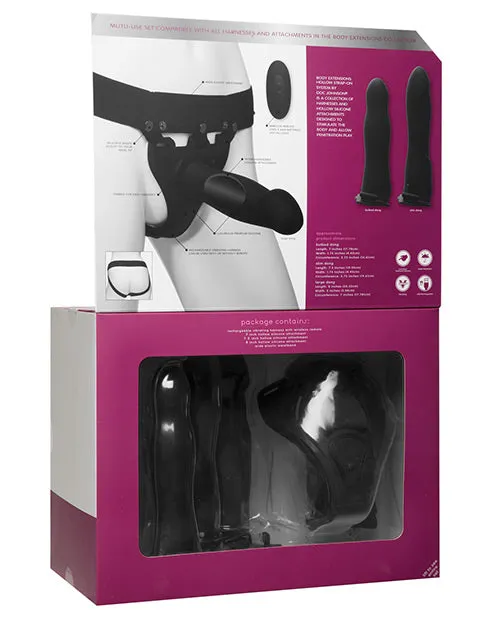Doc Johnson Female Sex Toys Body Extensions Be Naughty Vibrating 4 Piece Strap On Set Black