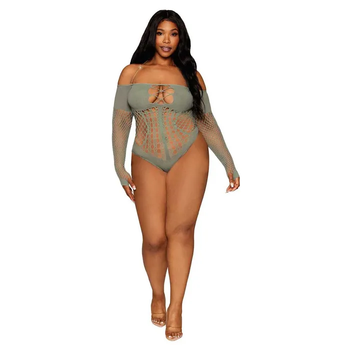 Dreamgirl Seamless Long Sleeve Teddy with Removeable Gold Halter Chain iloveexcitement Male Sex Toys Dreamgirl Seamless Long Sleeve Teddy with Removeable Gold Halter Chain iloveexcitement Male Sex Toys