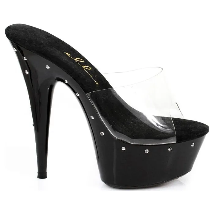 Ellie Shoes Anal Slip On Rhinestone Platform Black 6in Ellie Shoes Anal Slip On Rhinestone Platform Black 6in