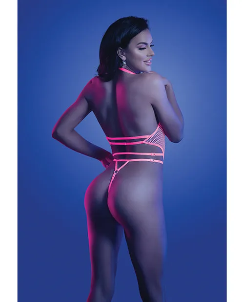 Fantasy Lingerie Vibrators Glow Knockout Fishnet Teddy wDetachable Thong Neon Pink Fantasy Lingerie Vibrators Glow Knockout Fishnet Teddy wDetachable Thong Neon Pink