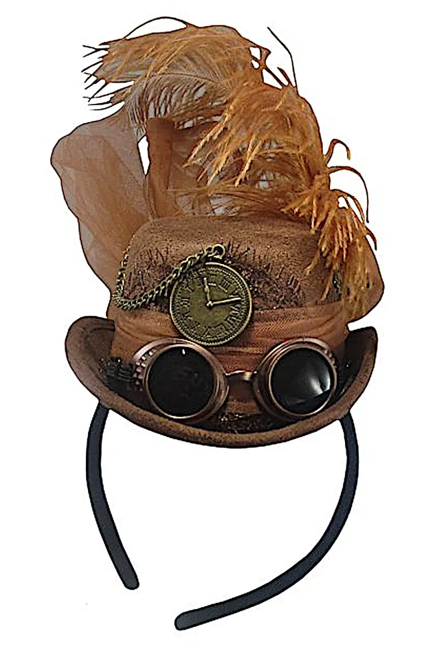 Female Sex Toys Brown Mini Steampunk Hat KBW Global Corb