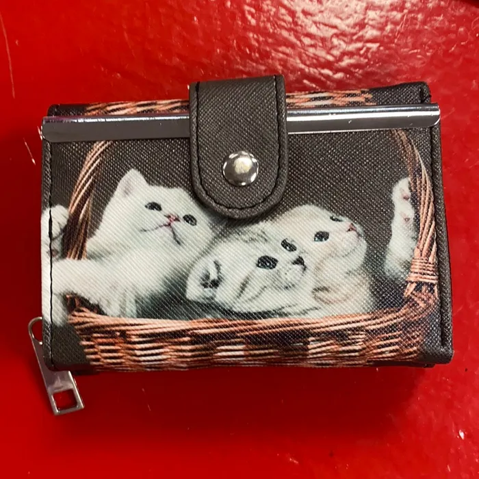 Female Sex Toys Up4Drea Small Brown with Kitties in a basket Wallet
