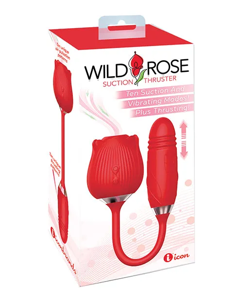 Female Sex Toys Wild Rose Rechargeable Silicone Suction Thruster Vibrator Red Icon Brands INC Female Sex Toys Wild Rose Rechargeable Silicone Suction Thruster Vibrator Red Icon Brands INC