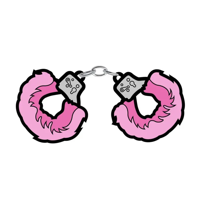 Fuzzy Handcuffs Soft Enamel Pin Wood Rocket Male Sex Toys