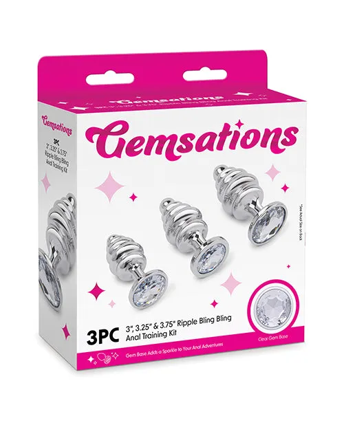 Gemsations 3 pc 295 325 37 Ripple Bling Bling Metal Butt Plug Training Set Silver Electric Eel INC Anal Gemsations 3 pc 295 325 37 Ripple Bling Bling Metal Butt Plug Training Set Silver Electric Eel INC Anal