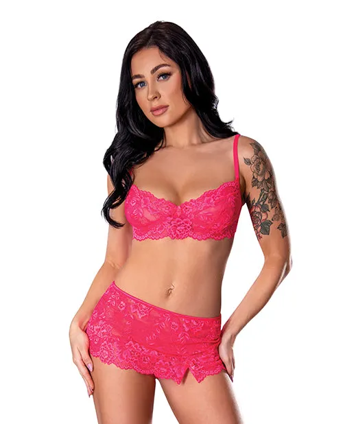 Get It Girl Lace Bra wSkirt Thong Pink Magic Moments Intl Vibrators