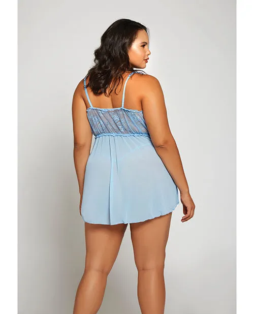 Icollection Lingerie Vibrators Lace Fine Mesh Babydoll Mesh Gstring Light Blue Icollection Lingerie Vibrators Lace Fine Mesh Babydoll Mesh Gstring Light Blue
