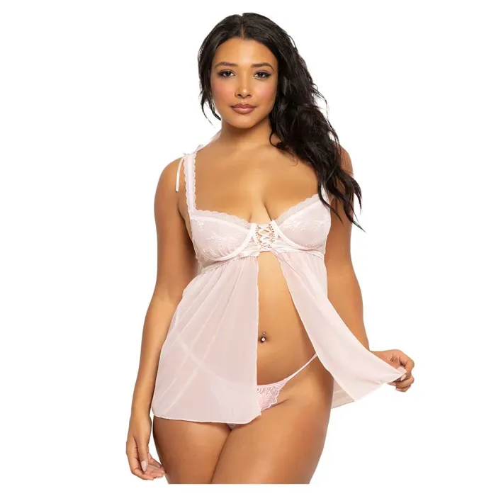 iloveexcitement Couples Seven til Midnight 2Piece Lace and Mesh Babydoll