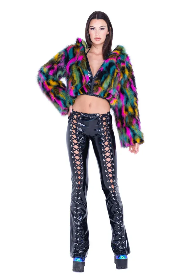 J Valentine Faux Fur Hooded Crop Jacket J Valentine Male Sex Toys