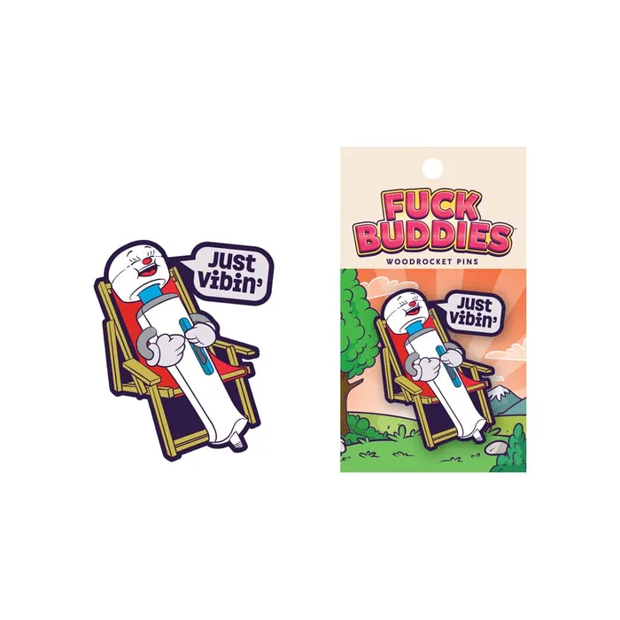 Just Vibin Enamel Pin Wood Rocket Vibrators Just Vibin Enamel Pin Wood Rocket Vibrators