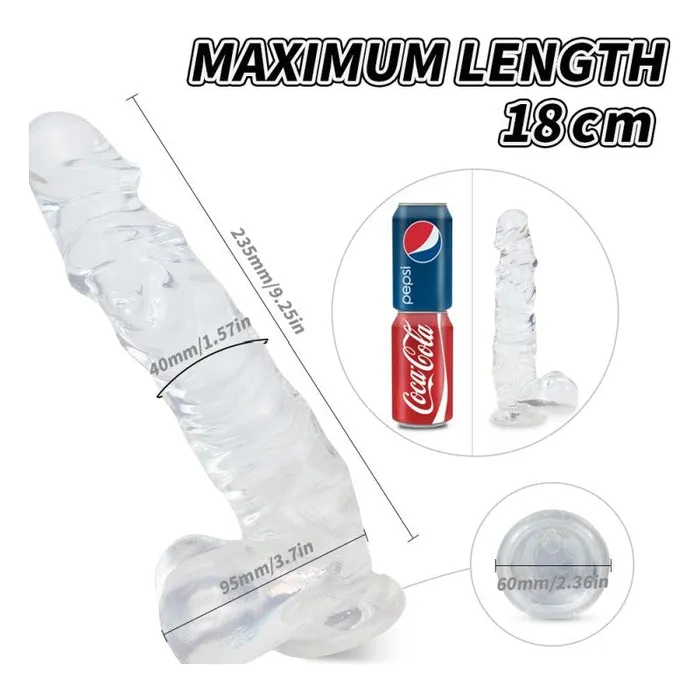 Kennard Dong with Balls Clear Large 25cm length SHande Dildos