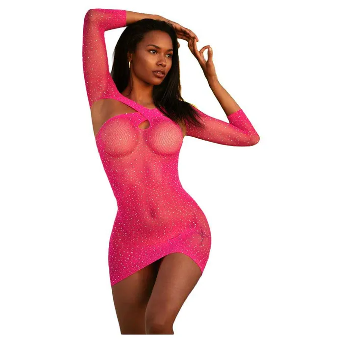 Killer Legs Sheer Star Rhinestones Fishnet Bodystocking Dress iloveexcitement Bodystockings Playsuits