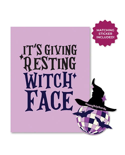 Kush Kards LLC Vibrators Halloween Witch Face Greeting Card wSticker