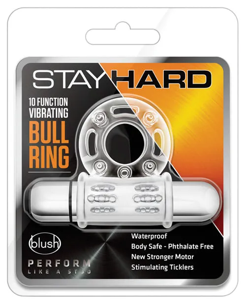 Male Sex Toys Blush Novelties Blush Stay Hard 10 Function Vibrating Bull Ring Cock Ring Clear Male Sex Toys Blush Novelties Blush Stay Hard 10 Function Vibrating Bull Ring Cock Ring Clear