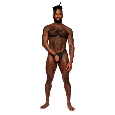 Male Sex Toys Male Power Sassy Lace Open Ring Thong Black SM comme