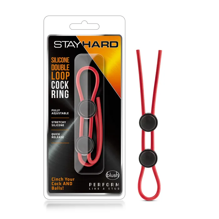 Male Sex Toys Stay Hard Stay Hard Silicone Double Loop Cock Ring Red