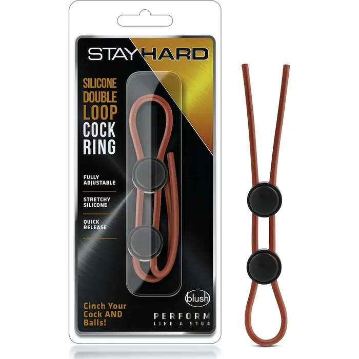 Male Sex Toys Stay Hard Stay Hard Silicone Double Loop Cock Ring Red