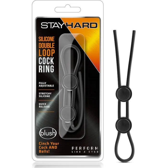 Male Sex Toys Stay Hard Stay Hard Silicone Double Loop Cock Ring Red