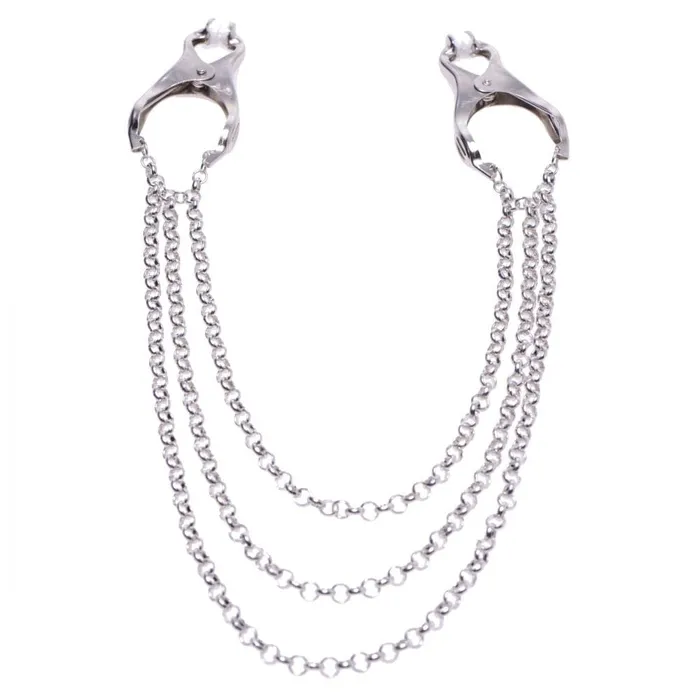 Male Sex Toys XR Brands Master Series Affix Triple Chain Nipple Clamps