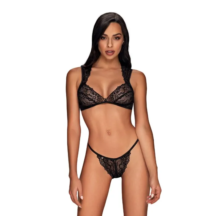 Obsessive Anal Elisetta 2 Pc Set Black LXL Obsessive Lingerie